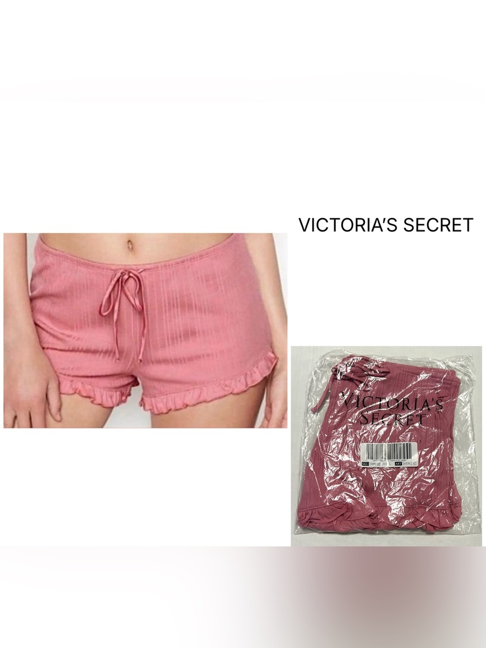 VICTORIA’S SECRET - L - NWT - PINK CHEEKY RUFFLED SLEEP SHORTS